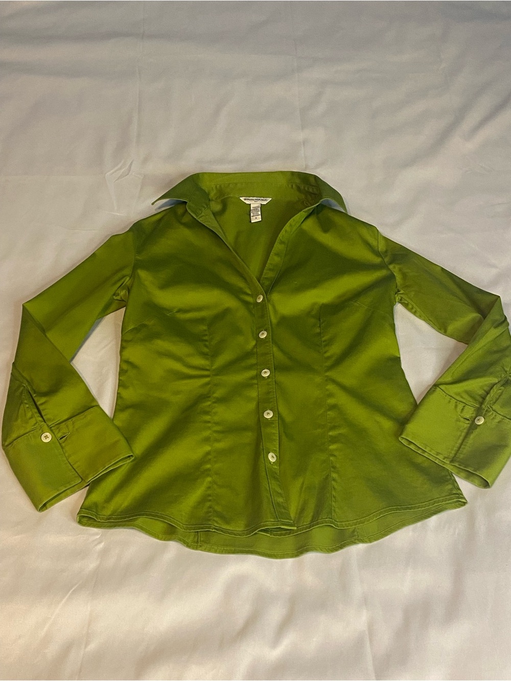 Banana Republic Olive Green Fitted Button-Down Shirt